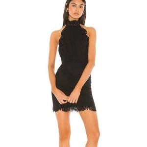 NWT FREE PEOPLE Black Intimately Harper High Neck Lace Dress S